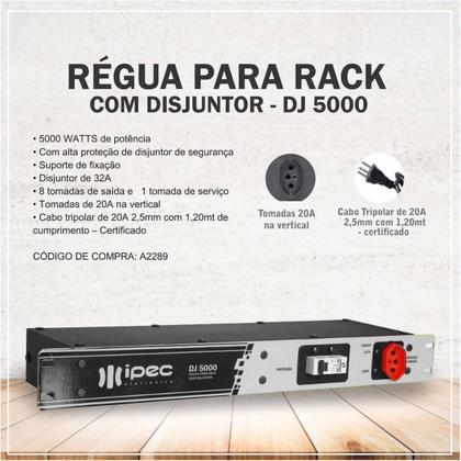 Imagem de Kit 3 Réguas Energia Rack 19 Com 8 Tomadas Disjuntor 5000w