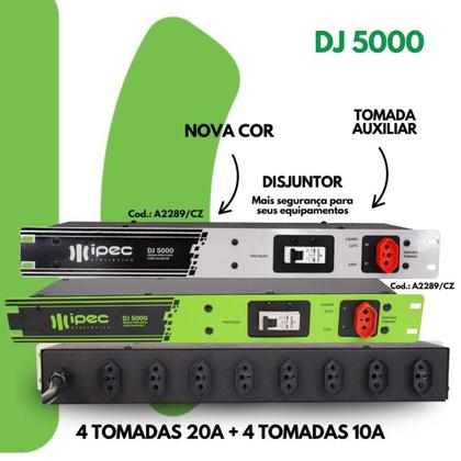 Imagem de Kit 3 Réguas Energia Rack 19 Com 8 Tomadas Disjuntor 5000w