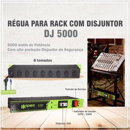 Imagem de Kit 3 Réguas Energia Rack 19 Com 8 Tomadas Disjuntor 5000w