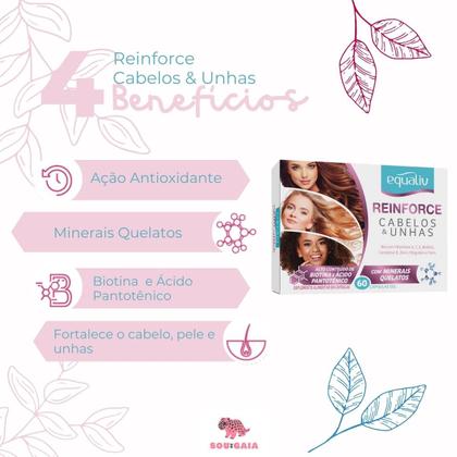 Imagem de Kit 3 Reinforce Cabelos e Unhas + Biotina Vitaminas  Equaliv