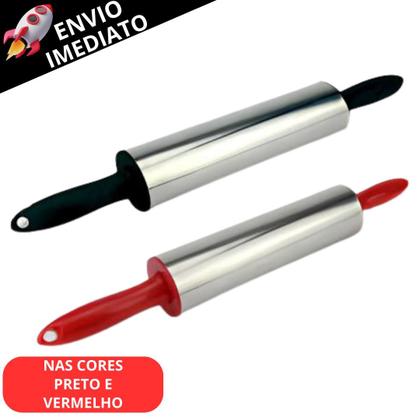 Imagem de Kit 3 Rolo de Massa Para Abrir Massa Amassador Pizza Pão Cilindro Giratório Inox