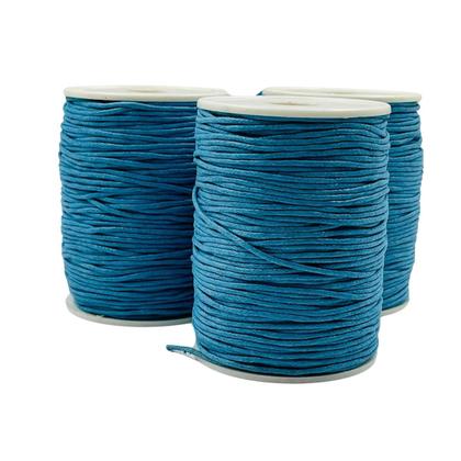 Imagem de Kit 3 Rolos Cordão Fio Encerado Azul Claro 1mm 100 Metros