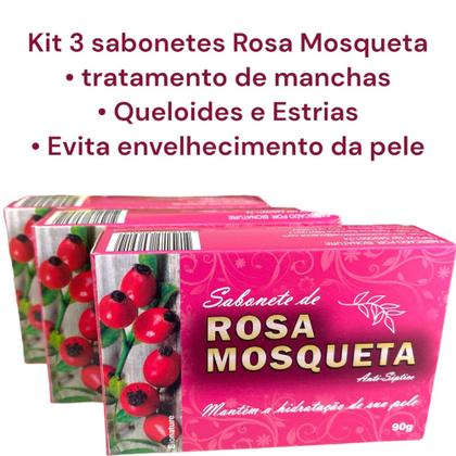 Imagem de kit 3 Sabonetes De Rosa Mosqueta Em Barra 90g