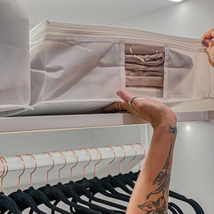 Imagem de Kit 3 Saco Organizador M Capa Protetora Rouparia Roupas Cobertos Toalhas Cama Mesa Banho Com Zíper 50x45x15cm