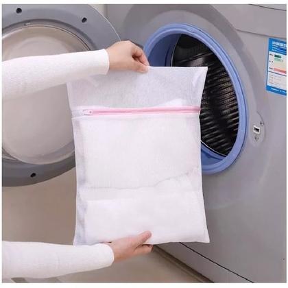 Imagem de Kit 3 Sacos para Lavar Roupas Delicadas Saquinhos 60x50cm Lingerie Lavanderia Lavagem