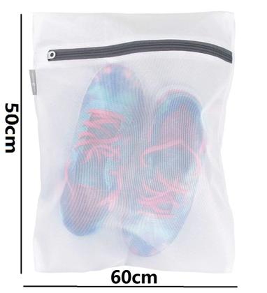 Imagem de Kit 3 Sacos para Lavar Roupas Delicadas Saquinhos 60x50cm Lingerie Lavanderia Lavagem