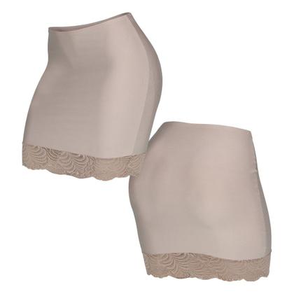 Imagem de Kit 3 Saia Anágua Saiote comprido Feminino Com Barra Renda  Bege Preto Atacado