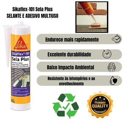 Imagem de Kit 3 Selante Vinílico SikaFlex 101 Sela Plus Cinza 400g