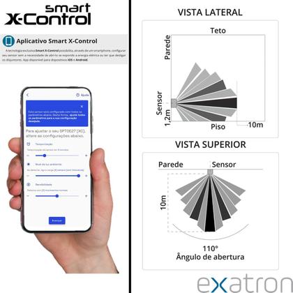 Imagem de Kit 3 Sensor Presenca Predial 4x2 Preto Fotocelula Smart X-Control