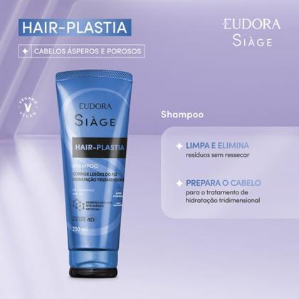 Imagem de Kit 3 Shampoo Hair Plastia Plástica dos Fios Hidratação Capilar 250ml Eudora Siàge
