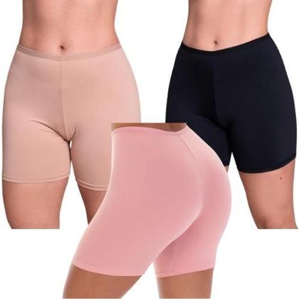 Imagem de Kit 3 Short Anágua Segunda Pele Cintura Média Bermuda Modeladora Ideal Para Usar Por Baixo De Saia