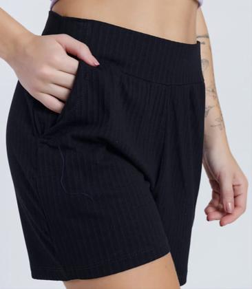 Imagem de kit 3 short feminino, short canelado, com bolso, tecido com elasticidade confortável