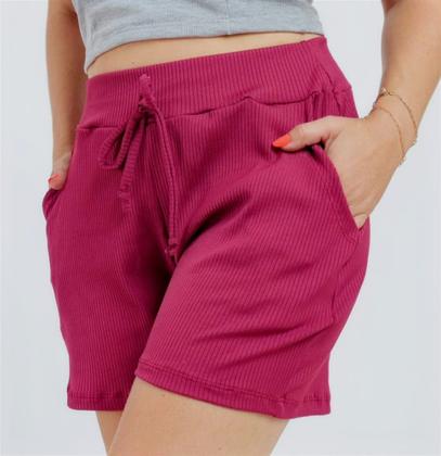 Imagem de kit 3 short feminino, short canelado, com bolso, tecido com elasticidade confortável