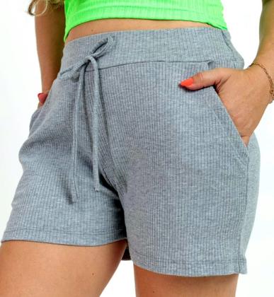 Imagem de kit 3 short feminino, short canelado, com bolso, tecido com elasticidade confortável