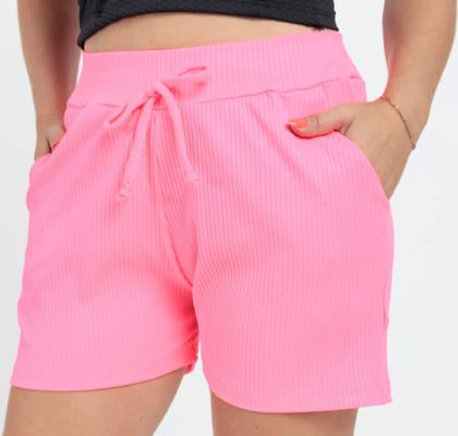 Imagem de kit 3 short feminino, short canelado, com bolso, tecido com elasticidade confortável
