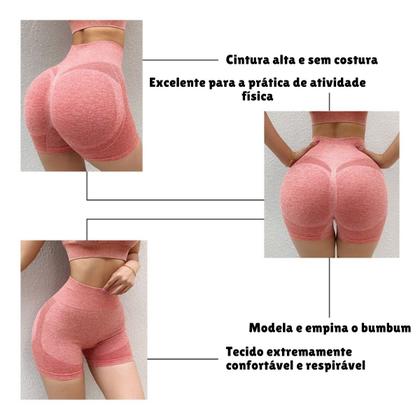 Imagem de Kit 3 Short Fitness Levanta Bumbum Sem Costura Academia Yoga
