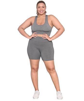 Imagem de Kit 3 Shorts Academia Plus Size Poliéster Elastano G1 ao G3