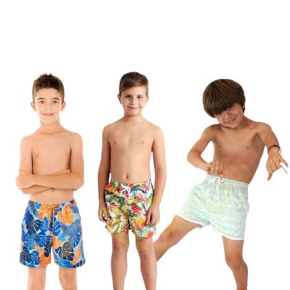 Imagem de Kit 3 Shorts Bermudas Água Praia Menino INFANTIL JUVENIL VERÃO 205