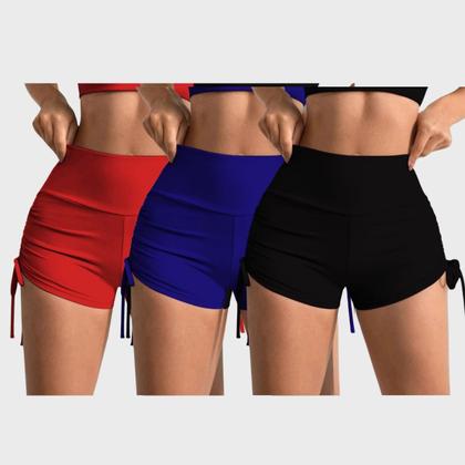 Imagem de Kit 3 Shorts Feminino Academia Bermuda Corrida Fitness Yoga 