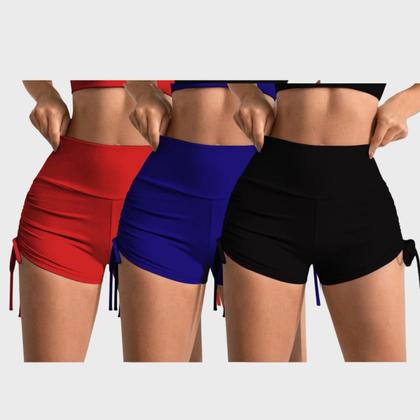 Imagem de Kit 3 Shorts Feminino Academia Bermuda Corrida Fitness Yoga 