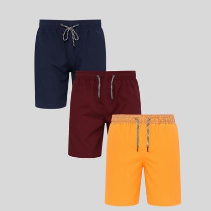 Imagem de Kit 3 Shorts Infantil Tactel Masculino com Cós Elástico e Cordão Conforto e Estilo para o Dia a Dia