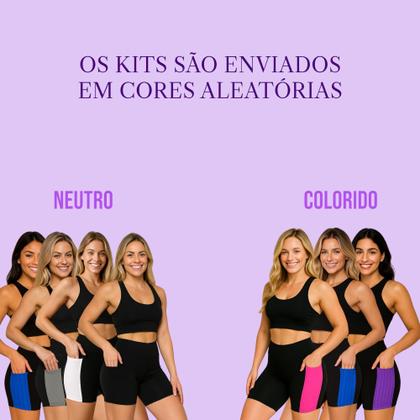 Imagem de Kit 3 Shorts Leg Legging COM BOLSOS Cintura Alta Fitness Treino Casual Corrida Academia Cores 670