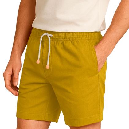 Imagem de Kit 3 Shorts Linho Masculina Com Cordão Bermuda Casual Verão