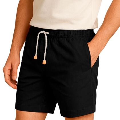 Imagem de Kit 3 Shorts Linho Masculina Com Cordão Bermuda Casual Verão