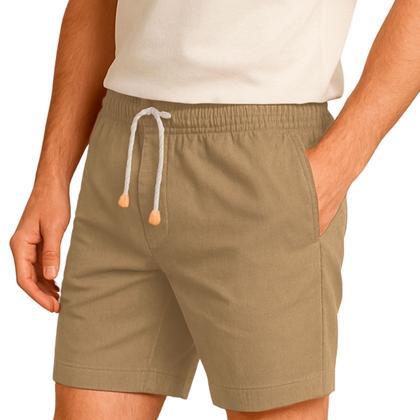 Imagem de Kit 3 Shorts Linho Masculina Com Cordão Bermuda Casual Verão
