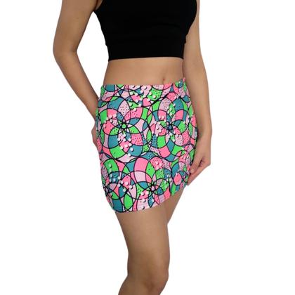 Imagem de Kit 3 Shorts Saias Femininos Justos Elástico Estampas Sortidas Suplex PP ao Plus Size