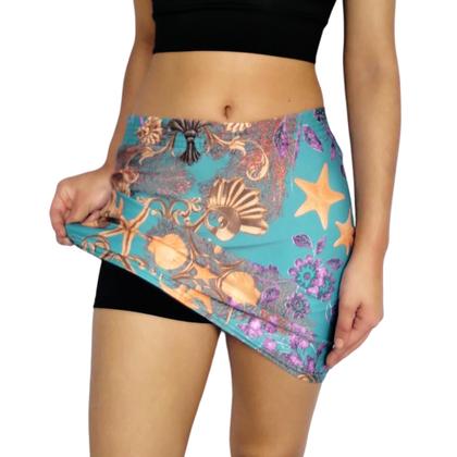 Imagem de Kit 3 Shorts Saias Femininos Justos Elástico Estampas Sortidas Suplex PP ao Plus Size