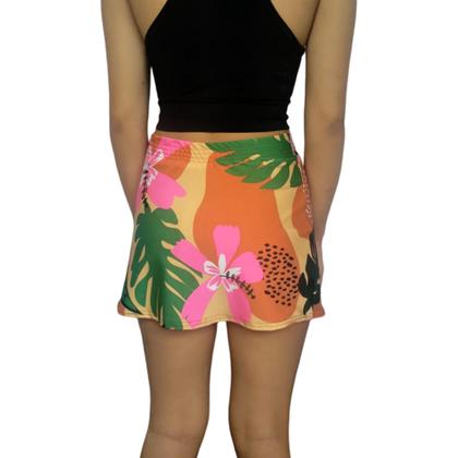 Imagem de Kit 3 Shorts Saias Femininos Soltinhos Elástico Estampas Sortidas Suplex PP ao Plus Size