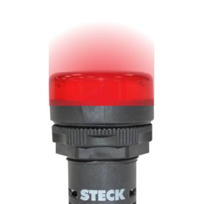 Imagem de Kit 3 Sinaleiro Redondo Vermelho 22mm Led Slds2201 Steck