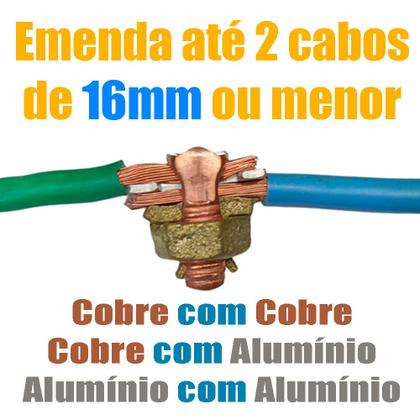 Imagem de Kit 3 Split Bolt Conector Parafuso Fendido Bimetálico 16mm para Emenda Cabos Cobre Alumínio