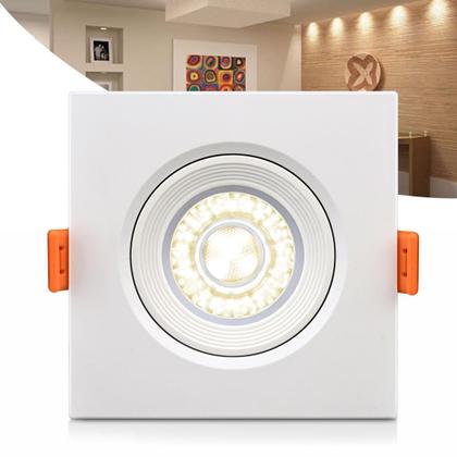 Imagem de Kit 3 Spot Led Quadrado Redondo Embutir Direcionável Cob Iluminação 3w