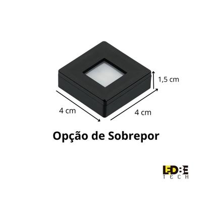 Imagem de Kit 3 Spot Led quadrado sobrepor embutir p/móveis nichos