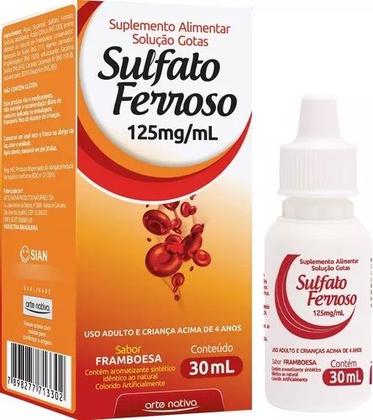 Imagem de Kit 3 Sulfato Ferroso Gotas Sabor Framboesa 30ml Arte Nativa