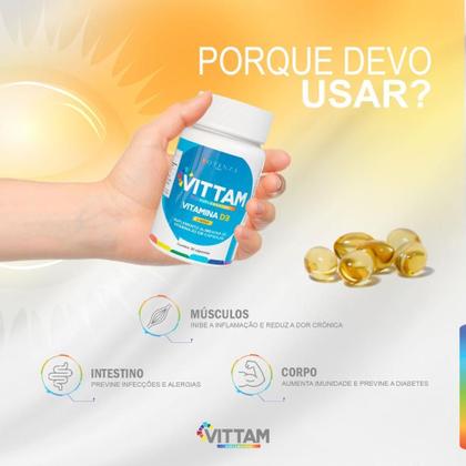 Imagem de Kit 3 Suplemento Cápsula Vitamina D3 2000ui Vittam s/sabor 30 Capsulas