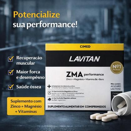 Imagem de Kit 3 Suplemento Lavitan ZMA Performance 30 Comp Cimed