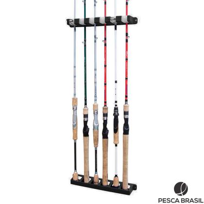 Imagem de Kit 3 Suporte de Parede Expositor Organizador Até 18 Varas de Pescar Rod Rack Pesca Brasil