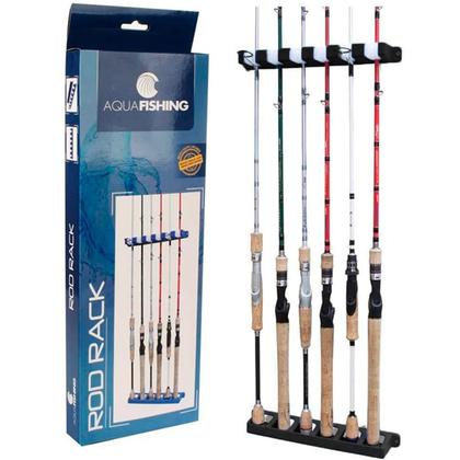 Imagem de Kit 3 Suporte de Parede Expositor Organizador Até 18 Varas de Pescar Rod Rack Pesca Brasil