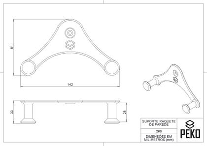 Imagem de Kit 3 Suporte De Parede Para Raquete De Tênis E Beach Tênis