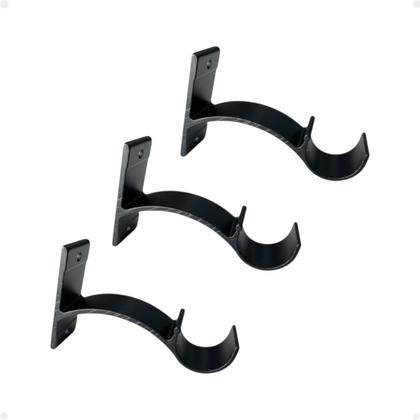 Imagem de Kit 3 Suporte Perfil Invertido Parede Varão Comum Ilhós 19mm Cortina Argola Instalação