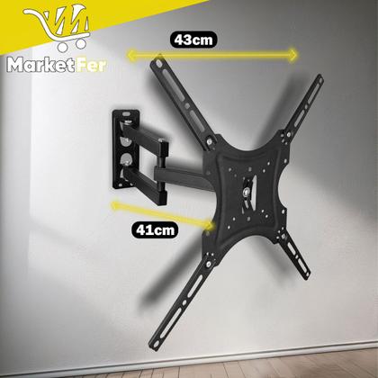 Imagem de Kit 3 Suporte Triarticulado Anticulado TV 14 a 55 Polegadas Ajustável Até 50kg