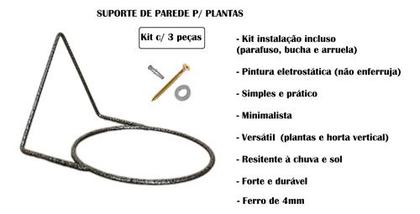 Imagem de Kit 3 Suportes 12cm Anel Redondo Pendurar Vaso Planta Parede