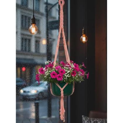 Imagem de Kit 3 Suportes Macramê Pendentes, Arranjos de Cordas Suspenso, Presente Decorativo Artesanal