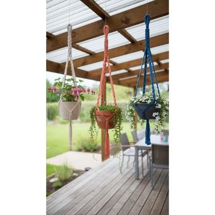 Imagem de Kit 3 Suportes Macramê Pendentes, Arranjos de Cordas Suspenso, Presente Decorativo Artesanal