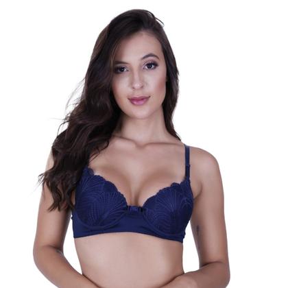 Imagem de Kit 3 Sutia Básico Renda com Bojo - c12 KIT 3 SUTIÃ CARINE VINHO MARINHO BRANCO