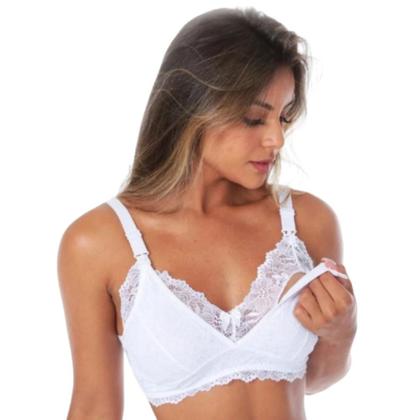 Imagem de Kit 3 Sutiã De Amamentação Feminino Maternidade Pós Parto De Renda Gestante Moda Grávida Abre Fácil