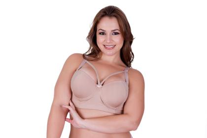 Imagem de Kit 3 Sutiã Plus Size Bojão Reforçado Com Tiras Strappy - c9 KIT 3 STRAPPY BEGE PRETO VERMELHO